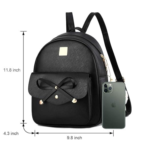 I IHAYNER Girls Bowknot 3-Pieces Fahsion Leather Backpack Backpack Purse for Women Rucksack for Ladies Shoulder Bag thumbnail 3