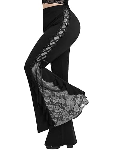 ROSE GAL Rosegal Women Plus Size Bell Bottoms Gothic Flare Pants thumbnail 2