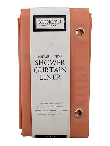 Dependable Industries inc. Essentials Premium 6 Guage PEVA Shower Curtain Liner - PVC Free Magnetized Bottom Odorless with Rustproof Grommets (Peach) - Image 1