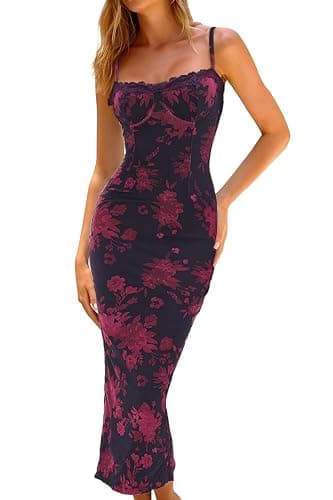 CHYRII Women 2025 Summer Spaghetti Straps Floral Maxi Dress Bodycon Party Wedding Guest Dress - Image 1