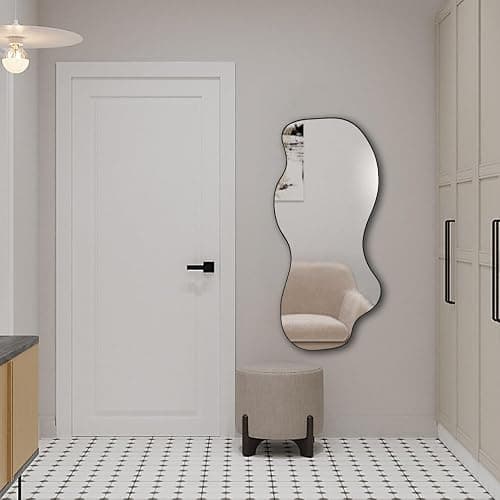 POZINO Irregular Mirror, 47.2"x21.6" Asymmetrical Frameless Mirror, Abstract Wall Mirrors, Modern Odd Shape Mirrors for Living Room Bathroom Bedroom Entryway, Hangs Vertically or Horizontally thumbnail 9