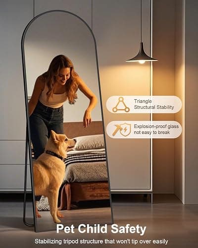 58"x19"Floor Mirror Full Length,Arched Full Length Mirror with Stand,Full Body Mirror,Hanging or Large Leaning for Bedroom Living Room Black thumbnail 3