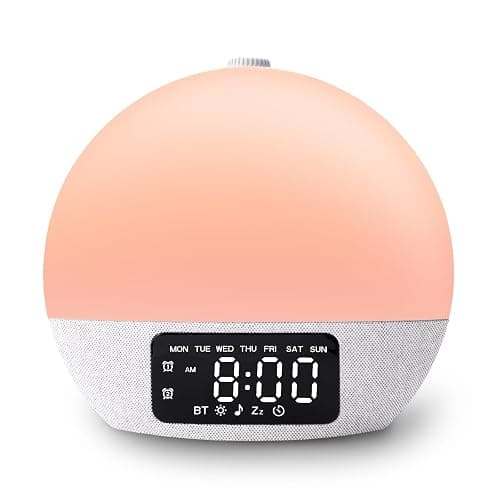 Geuuap Sunrise Alarm Clocks White Noise Sound Machine with 25 Soothing Sounds, 17 Night Lights, Bluetooth Speaker Wake Up Light Alarm Clock for Bedrooms, Heavy Sleepers, Baby, Kids - Image 1