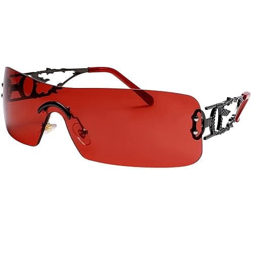 Rimless Y2k Sunglasses For Women Men Rectangle Vintage glasses Fashion Flame Metal Sunglass Frameless Retro Eyewear - Image 1