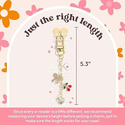 Kaciola Charm Chains for Kindle, Cute E-reader Phone Charm Bracelets Accessories Gift for Reader Booklovers Women Men, Charms Compatible for Kindle/E-Reader/Phone (A) thumbnail 6