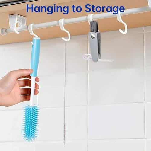 3 Pack Water Bottle Cleaner Brush Set - for Owala Cleaning Kit, Long Handle Silicone Bottle Brush Soft Touch No Scratch, Straw Cleaner Brush, 3 in 1 Multipurpose Cup Cleaner Kit for Owala Accessories thumbnail 6