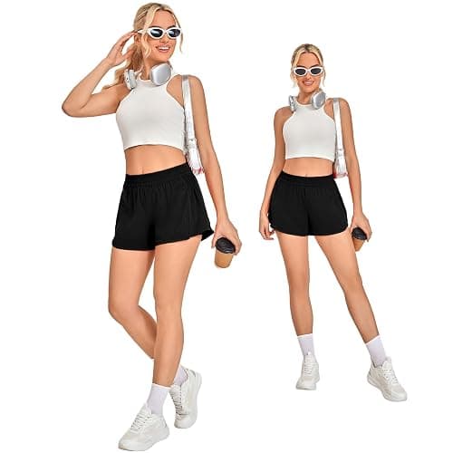 NEXSONIC Athletic Shorts for Women Hight Waisted Ruched Side Running Shorts with Liner for Workout Gym Tennis Active thumbnail 5