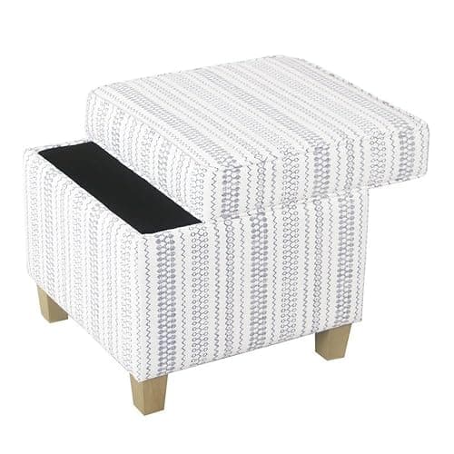 HomePop Home Decor | K7342-F2359 |Classic Square Storage Ottoman with Lift Off Lid | Ottoman with Storage for Living Room & Bedroom, Blue Stripe Large thumbnail 7