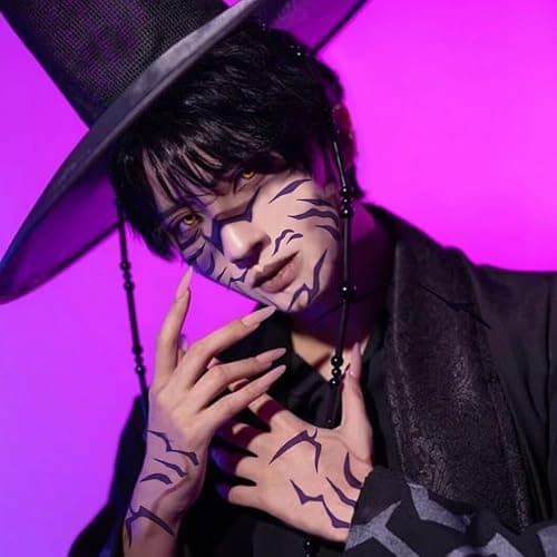 Tignova Demon Pattern Movie Anime Purple Temporary Tattoos,Halloween Dance Cosplay Costume Accessories,Full Body Set K-pop Demon Theme Stickers 6 Sheet (Purple) thumbnail 4