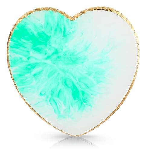 Sibba Resin Nail Art Palette Nail Mixing Palette Polish Color Mixing Plate Golden Edge Nail Holder Display Board Heart Shape Cosmetic Mixing Tools (Green) - Image 1