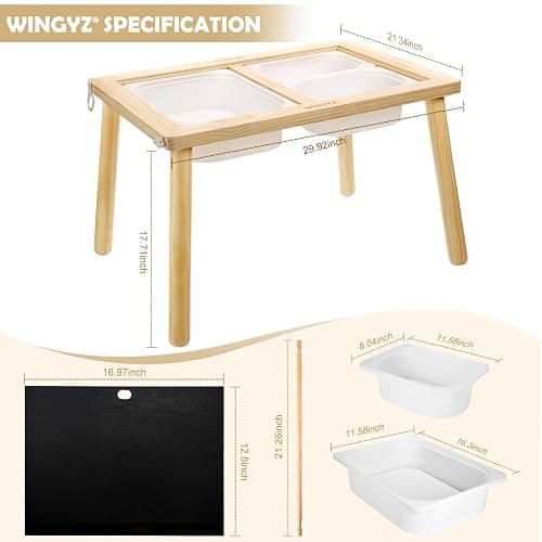 WINGYZ Sensory Table for Toddlers, Kids Table with 3 Storage Bins FSC Safe | Sand Water Table Graffiti Tabletop, Kids Art Table with Paper Holder, Toddler Activity Table for Play Study Storage 1-8 Gifts thumbnail 2