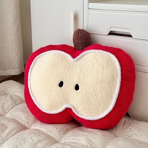 YISLEND Apple Shaped Throw Pillow, Cute Soft Fruit Decorative Sofa Cushion for Bed Couch, Hoom Decor Pillow Cushion for Chair Sofa Living Room (Red, 11.8") thumbnail 5