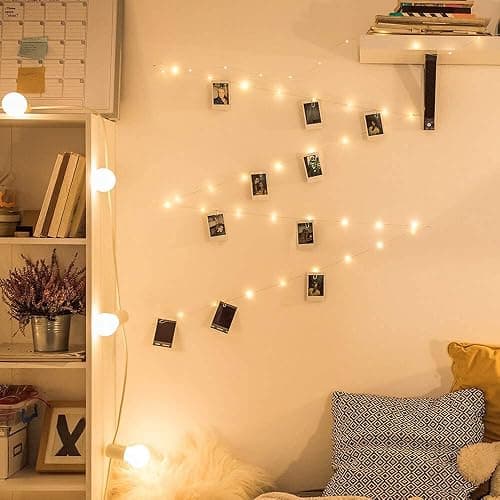 Photo Clip String Light - 33Ft 100LED Fairy Lights with Clips for Pictures With Timer, Photo Light with 50 Clear Clips for Bedroom Christmas Wedding Décor thumbnail 5