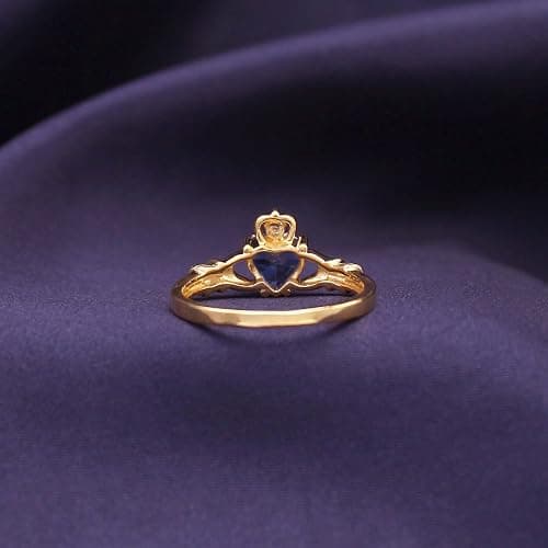 Claddagh Heart Ring, Center 6MM Simulated Birthstone with White Cubic Zirconia, Gemstone Rings for Women in 14K Gold Plated 925 Sterling Silver Jewelry Gift for Her thumbnail 3