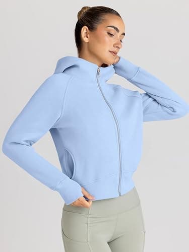 Trendy Queen Womens Zip Up Hoodies Jackets Cropped Sweatshirts Fleece Fall Outfits Casual Comfy Y2k Tops Winter Clothes 2025 thumbnail 3