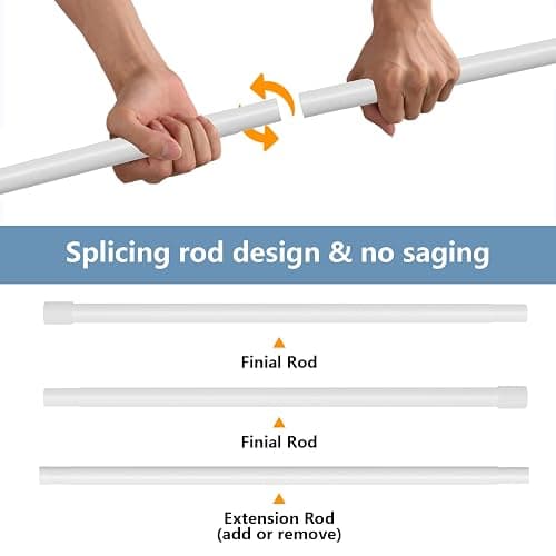 White Curtain Rods 2 Pack, Curtain Rod for Windows 28 to 48 inch, 5/8 inch Diameter Metal Standard Drapery Rod Set with Bracket, Heavy Duty Adjustable Curtain Rod for Bedroom, Kitchen, Easy Install thumbnail 4