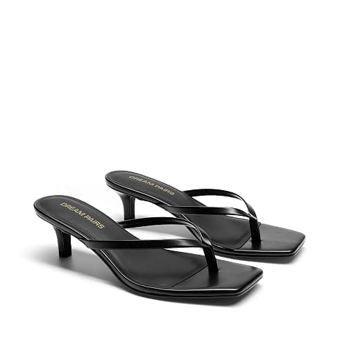 DREAM PAIRS Kitten Heels for Women Flip Flop Low Heels Square Open Toe Sandals Thong 1.96 Inch Heeled Sandals for Summer Vocation thumbnail 7