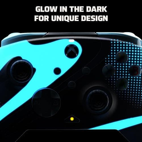 PDP Gaming REMATCH GLOW Enhanced Wired Controller: Licensed Xbox Series X|S Gamepad, Xbox One, Windows PC, Mappable Back Buttons, Audio Controls, Customizable Companion App: Blue Tide Glow in the Dark thumbnail 3