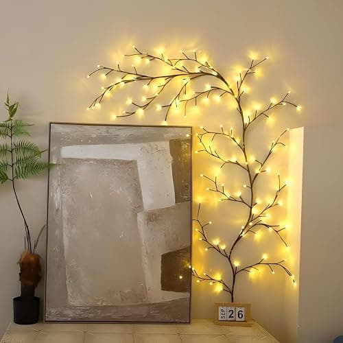 Enchanted Willow Vine Room Decor: 7.5Ft Christmas Decorations Flexible Fairy Lights with Remote Control, 144 LEDs Twinkle Tree Lighted Branches for Wall Bedroom Living Room (2 Pack) thumbnail 2