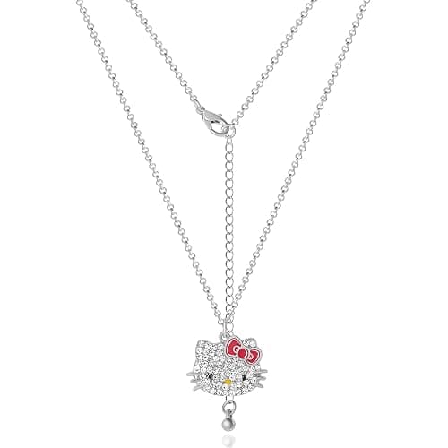 Hello Kitty Sanrio Pave Crystal Pendant Necklace for Women Official License, 16"+3" Sparkly Necklace with Enamel Plating thumbnail 3