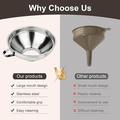 Cuqojs Wide Mouth Canning Funnel for Mason Jars - 3 Pack Stainless Steel Funnels for Kitchen Use & Filling Bottles, Jars, Containers | Durable Canning Supplies & Kitchen Gadgets Set thumbnail 6