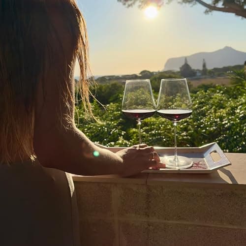 Red Wine Glasses Set of 4 - Ultra Light & Thin Hand-Blown Crystal Glasses 685ml - Long Stem Tulip Design for Cabernet Merlot Bordeaux - Inspired by Italian Design - Luxury Glassware for Aroma thumbnail 4