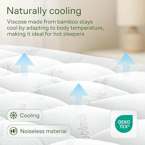 Niagara Sleep Solution Ultra Soft Twin XL Size Mattress Topper - Rayon Derived from Bamboo Pillow Top Mattress Pad for Back Pain Relief - Naturally Cooling for Hot Sleepers, White thumbnail 3
