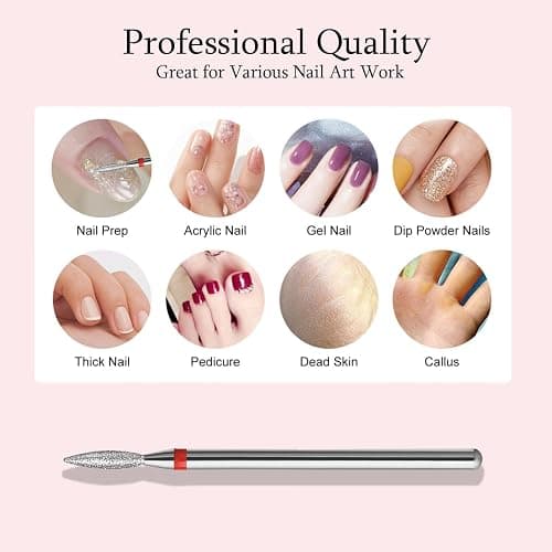 ERUIKA 10pcs Diamond Flame Cuticle Drill Bits Set, Professional Cuticle Nail Drill Bits for Dead Skin 3/32'' Nails Dry Manicure Pedicure Shape Remove Nail Salon Tools(Fine-F) thumbnail 4