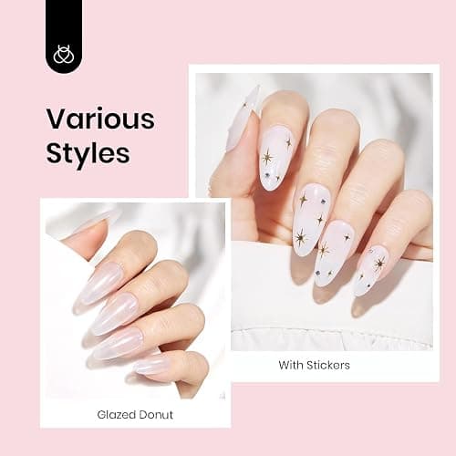 Beetles Milky White Gel Nail Polish No Wipe Gel Top Coat and Base Coat Set 3Pcs 15ml, Nude Jelly Color Long Lasting, Soak Off U V LED Nail Art Design for Women thumbnail 3