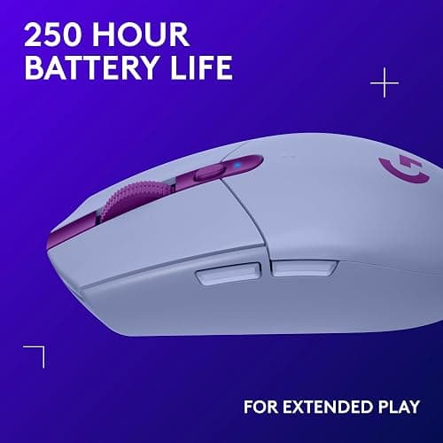 Logitech G305 LIGHTSPEED Wireless Gaming Mouse, Hero 12K Sensor, 12,000 DPI, Lightweight, 6 Programmable Buttons, 250h Battery Life, On-Board Memory, PC/Mac - Lilac thumbnail 4
