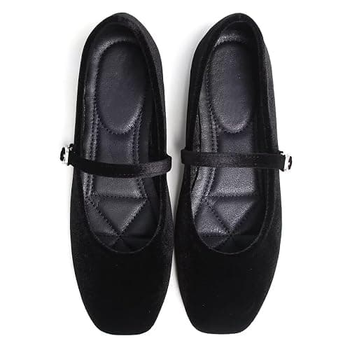 LUXINYU Flats for Women Dressy Square Toe Ankle Strap Mary Jane Shoes Casual Slip On Flats Comfortable Ballet Flats thumbnail 4