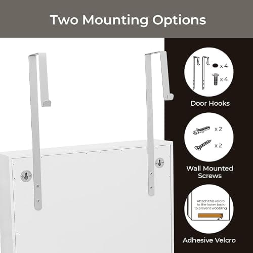 Jewelry Cabinet Fitting Mirror Cabinet,Mirror Jewelry Cabinet Organizer, 35.4-inch Jewelry Armoire with Full-Length Mirror, Wall or Door Mounted Jewelry Storage, Lockable Large Capacity Storage, White thumbnail 5