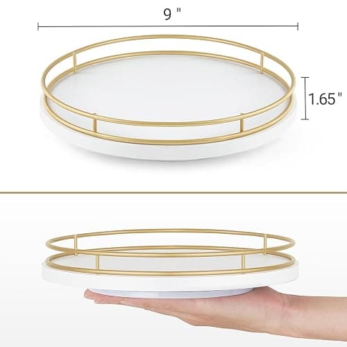 Mkono Makeup Perfume Organizer Tray, 360 Rotating Skincare Cosmetic Storage | Lazy Susan for Bathroom, Lotion Display Holder, Vanity Dresser Desk Countertop, Bedroom Living Room, Raised Guardrail thumbnail 3