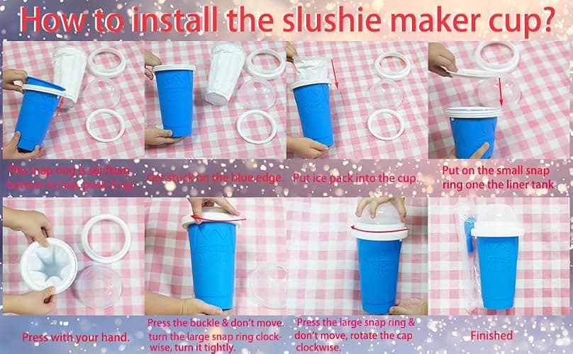 Slushie Maker Cups, Magic Quick Frozen Smoothies Cup for Homemade Milk Shake Ice Cream Maker, Cooling Cup, Double Layer Squeeze Slushy Maker Cup, Birthday Gifts for Friends,Family (Blue) thumbnail 8