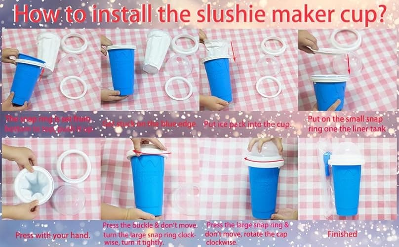 Slushie Maker Cups, Magic Quick Frozen Smoothies Cup for Homemade Milk Shake Ice Cream Maker, Cooling Cup, Double Layer Squeeze Slushy Maker Cup, Birthday Gifts for Friends,Family (Blue) thumbnail 9