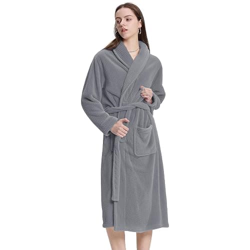 PJGGZ Women's Shawl Collar Bathrobe, Soft Long Towel Robes for Women - Super Absorbent Quick Dry yet Warm thumbnail 2