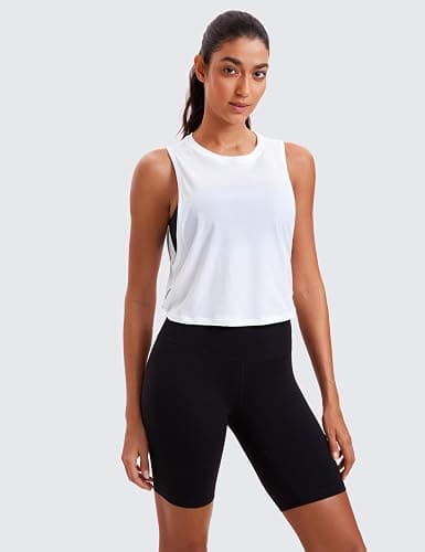 CRZ YOGA Pima Cotton Large Armhole Tank Tops for Women - Workout Sport Athletic Yoga Running Gym Loose Crop Sleeveless Shirts thumbnail 4