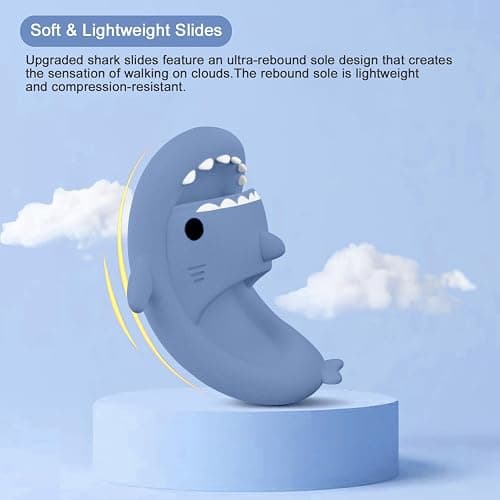 rosyclo Shark Cloud Slippers, Shark Cute Slides for Women Man,Summer Slipper Sandals for Boys Girls Spa Platform Shoes Non-Slip Beach Open Toe Beach Sandals Shower Couple Shoes thumbnail 2