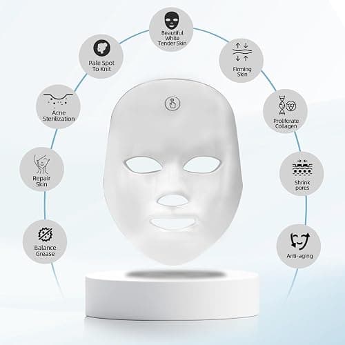 KNNKNN Red Light Therapy for face,Blue LED Light Therapy Mask,7-1 Colors LED Facial Skincare Mask at Home,USB Rechargeable,Cordless thumbnail 3