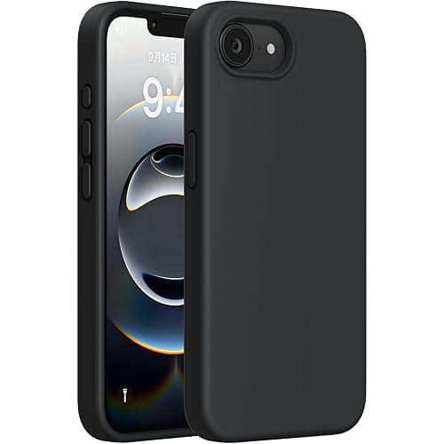 Miracase Compatible with iPhone 16e Case/iPhone 17e Case, [Soft Anti-Scratch Microfiber Lining], Liquid Silicone Shockproof Drop Protection Phone Case for iPhone 16e/17e, Black - Image 1