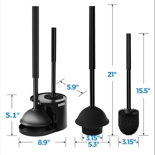 FORASTO 2Pack 2 in 1 Toilet Brush and Plunger Set, Extended Handle Plunger,Toilet Bowl Brush Plunger Set,Bathroom Cleaning Tools,Toilet Brush Plunger Combo,Cleaning Brush,Cleaning Supplies thumbnail 2