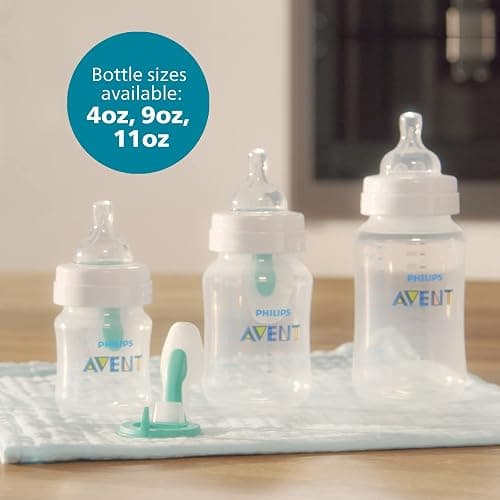 Philips Avent Anti-Colic Baby Bottles, 11oz, with Flow 3 Nipples, 3m+, 4pk, Clear, SCY106/04 thumbnail 10