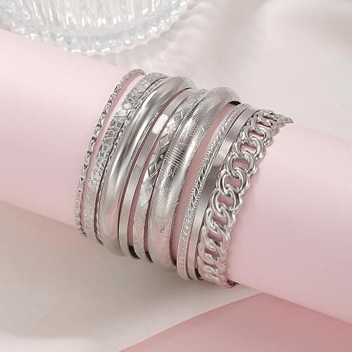 RINTOLER 16Pcs Gold Bangle Bracelets for Women - Multi Layer Stackable Textured Bracelets Boho Jewelrys Set. thumbnail 3