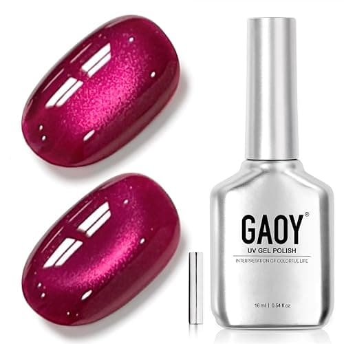 GAOY Glassy Cat Eye Gel Nail Polish, 16ml Glitter Holographic Nail Polish with Magnet, Reflective Translucent UV Gel, 2220 Ruby Crystal - Image 1