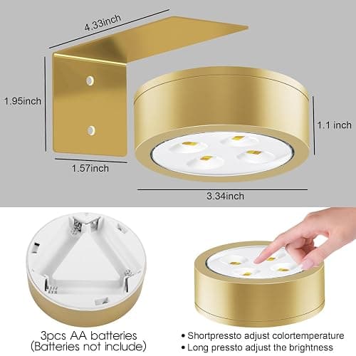 SIXDEFLY Picture Lights for Wall, 3 Lighting Modes Magnetic Art Display Light,Battery Operated Led Painting Light with Remote Control Dimmable & Timer,3Pack Gold thumbnail 6
