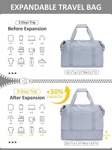 Expandable Travel Duffle Bags Weekender Overnight Bags for Women Men Hospital Bag for Women Labor Delivery with Toiletry Bag Waterproof thumbnail 3