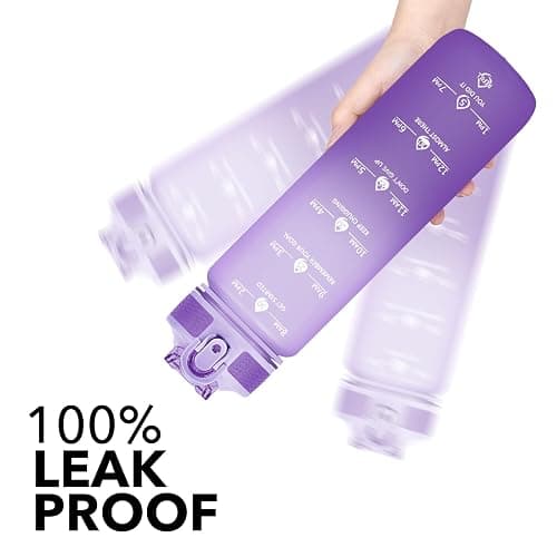 Hyeta 32oz Water Bottles with Straw - Stay Motivated and Hydrated with Convenient Times to Drink Markings, Durable, Leak-proof thumbnail 3