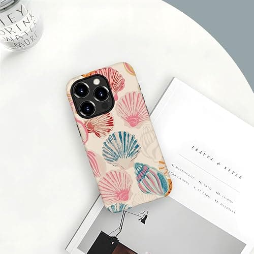 Compatible with iPhone 14 Pro,Durable & Shockproof Phone Case Cover Design - Pink Seashell Watercolor thumbnail 6