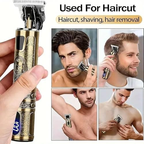LQT Professional Hair Clipper Set, Digital Display Trimmer Kit with Accessories, Barber Case and Cape, Vintage Design thumbnail 7