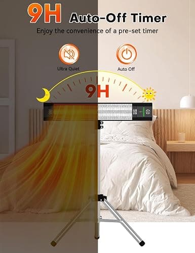 HETRAROOT 1500W Outdoor Heaters for Patio with 9 Heating Levels, IP65 Waterproof, 9H Timer, 25FT Remote Electric Patio Heaters for Outdoor Use, Tip-Over & Overheat Protection for Home, Office, Garage thumbnail 4